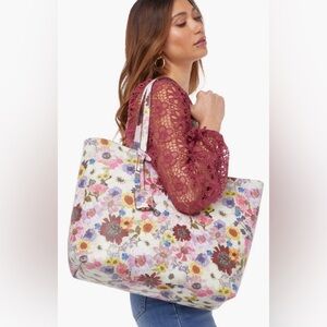 Large Tote & Clutch Floral JustFab Exc Con. Leather Faux Ret $61